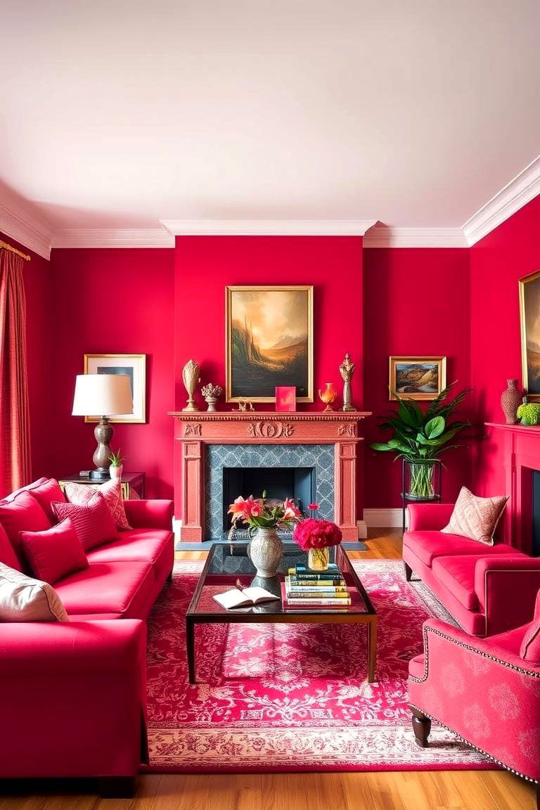 Rich Red Monochromatic Living Room - 24 Monochromatic Living Room Ideas