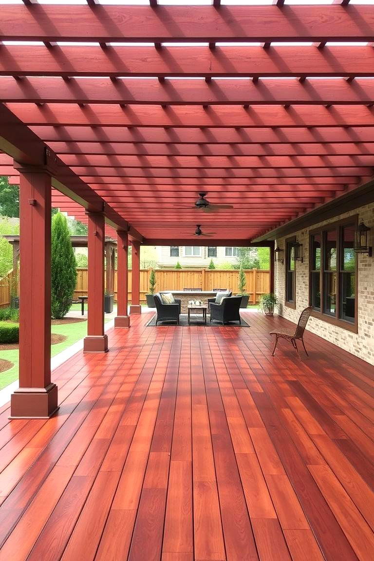 Rich Stained Hardwood Flooring - 24 Pergola Flooring Ideas