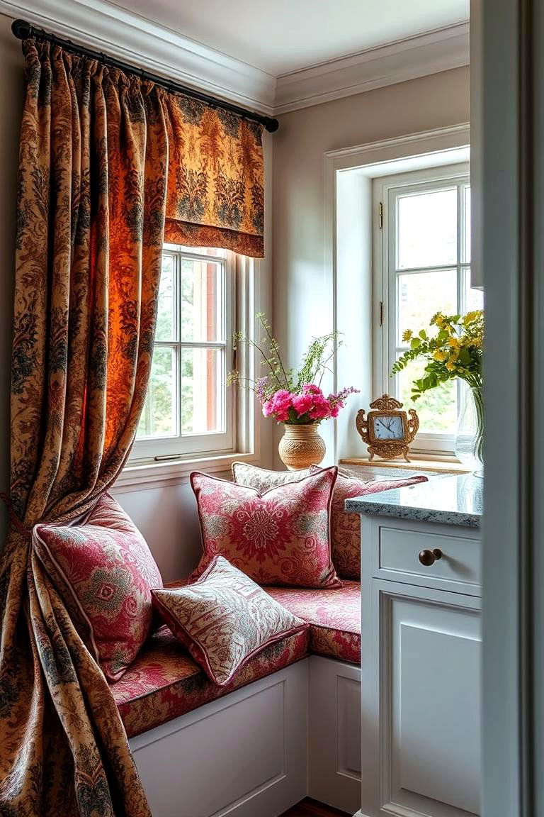 Rich Textured Fabrics and Upholstery - 24 Maximalist Kitchen Decor Ideas