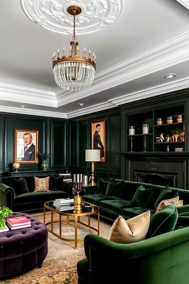 Rich Velvet Touches - 24 Dark Green Accent Wall Ideas