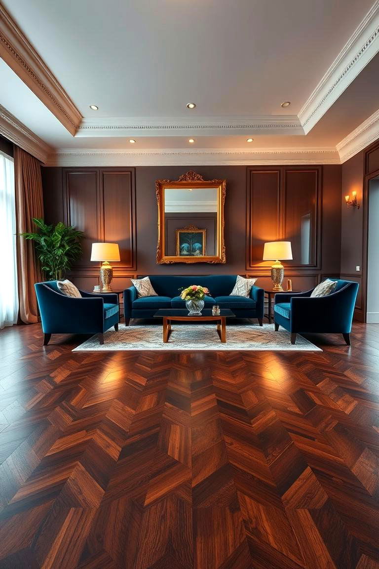 Rich Walnut Wood Floors - 24 Living Room Wood Floor Ideas