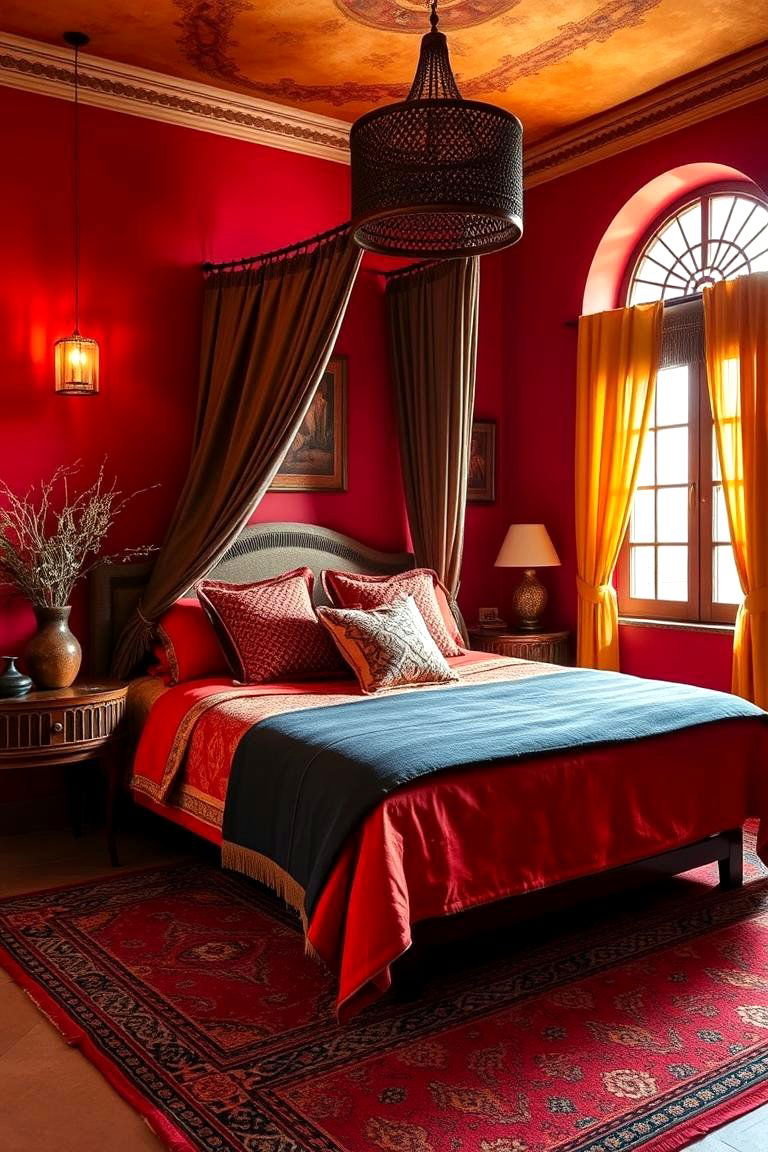 Rich Warm Color Palettes - 24 Moroccan Themed Bedroom Ideas