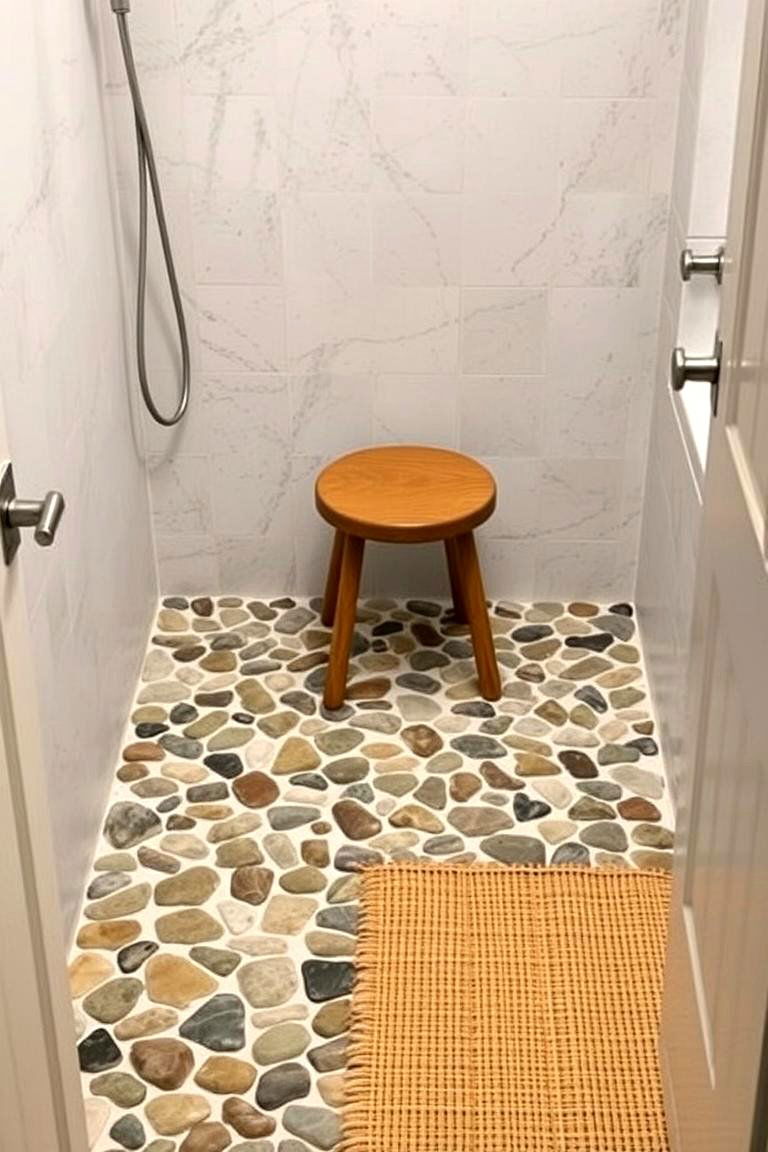 River Rock Flooring - 24 Small Bathroom Flooring Ideas