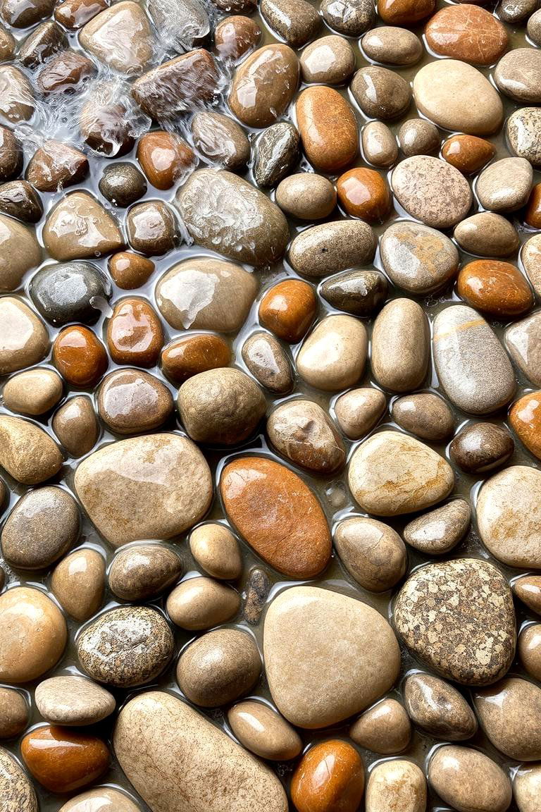 River Rock Shower Floor - 24 Rustic Bathroom Ideas
