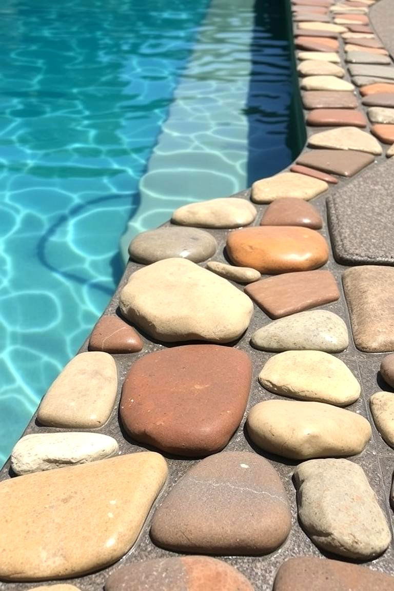 River Rock Tiles - 24 Waterline Pool Tile Ideas