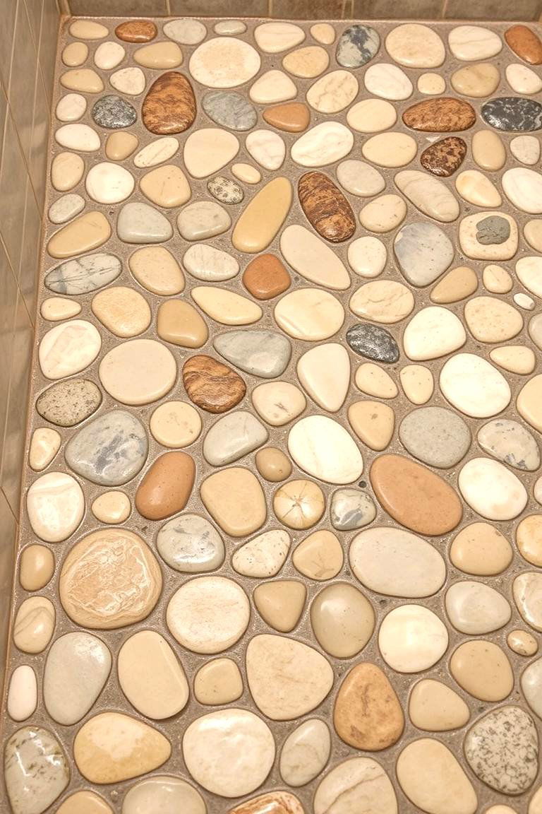 River Stone Shower Floor - 24 Stone Bathroom Ideas