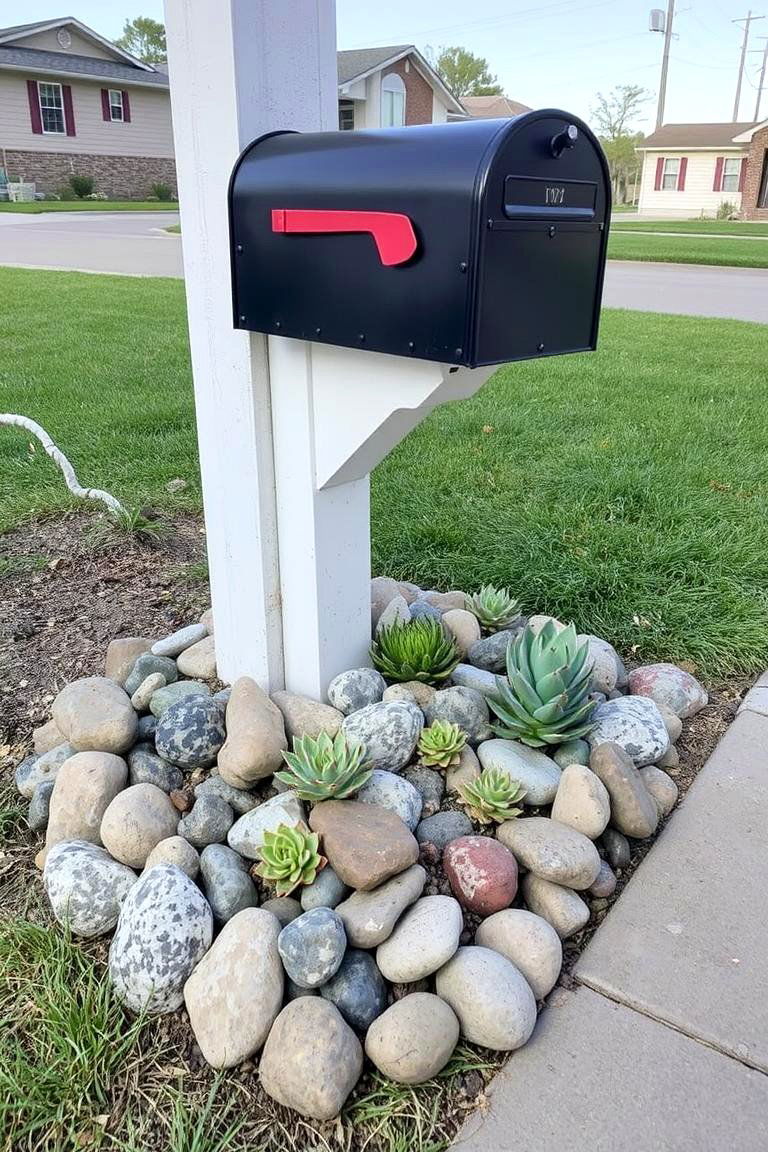 Rock Garden Accent - 24 Mailbox Landscaping Ideas