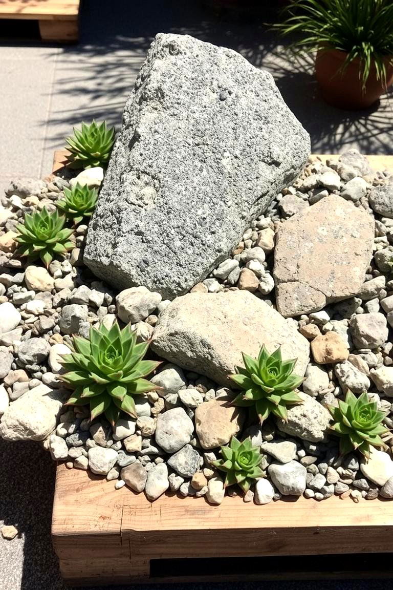Rock Garden Display - 24 Vertical Pallet Garden Ideas