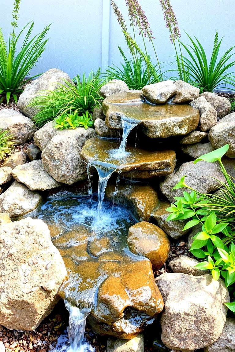 Rock Garden Fountain - 24 Backyard Fountain Ideas