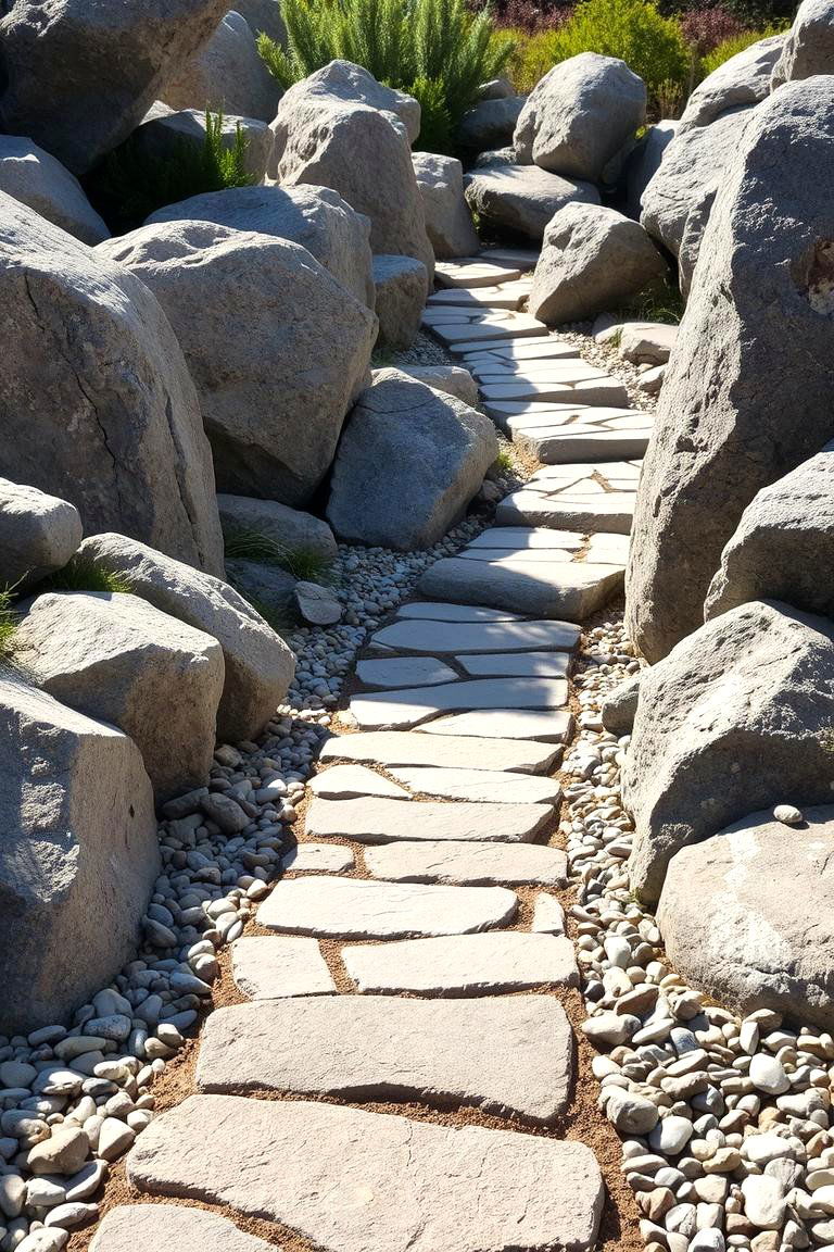 Rock Garden Integrated Walkway - 24 Rock Walkway Ideas