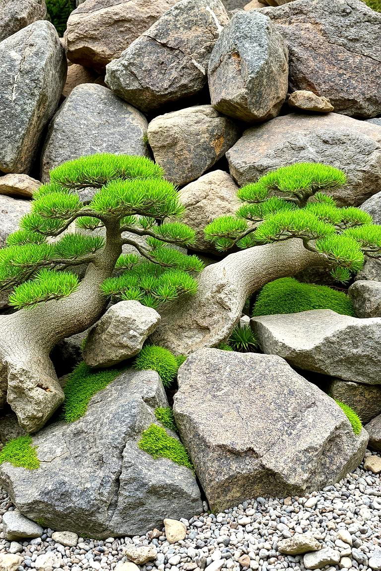 Rock Garden with Bonsai Accents - 24 Bonsai Garden Ideas