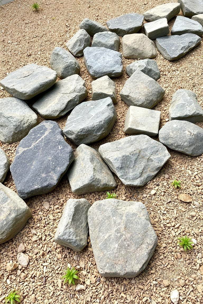 Rock Garden with Mulch Surrounding - 24 Front Yard Landscaping Ideas With Rocks and Mulch