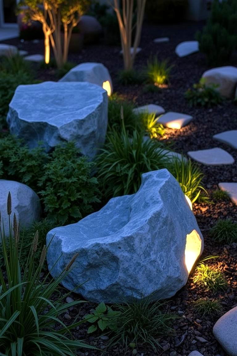 Rock Lighting for Natural Aesthetic - 24 Garden Lighting Ideas