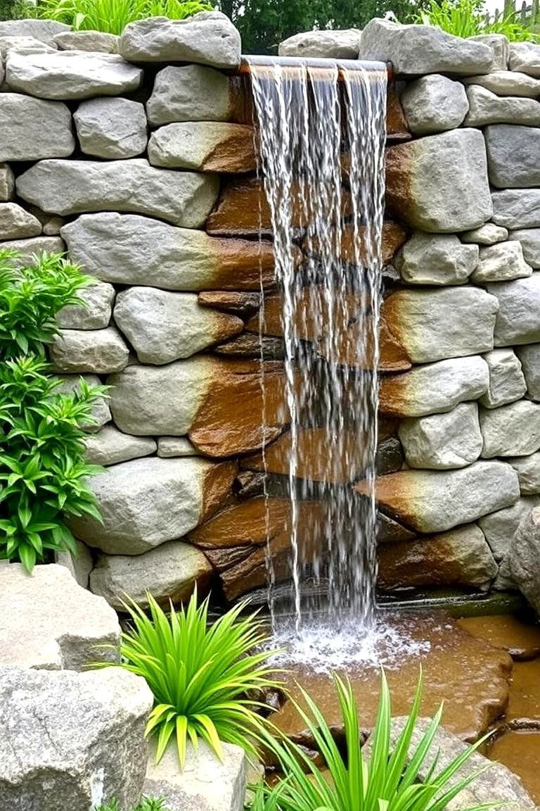 Rock Wall Waterfall - 24 Backyard Waterfall Ideas
