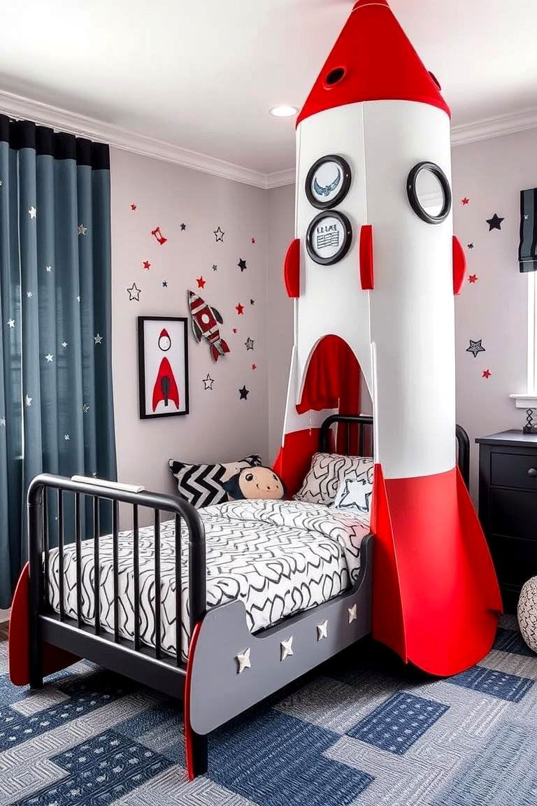 Rocket Ship Dream Bed - 24 Space-themed Nursery Ideas
