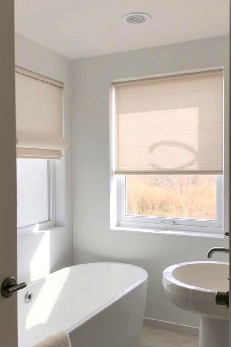 Roller Shades for a Clean Modern Look - 24 Bathroom Window Treatment Ideas