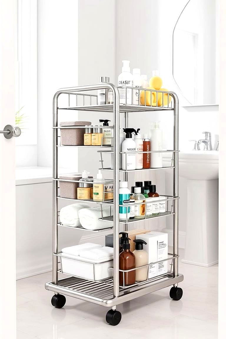 Rolling Cart Storage - 24 Toilet Paper Storage Ideas