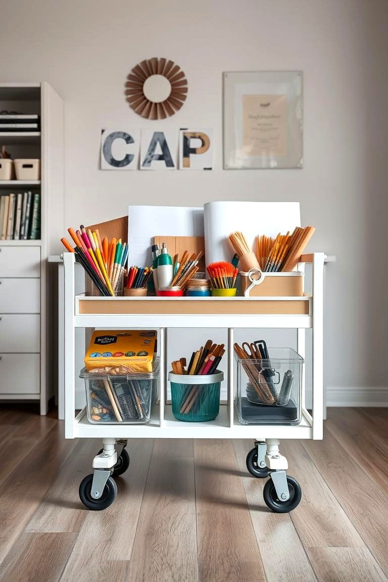 Rolling Carts for Mobile Storage - 24 Craft Room Organization Ideas