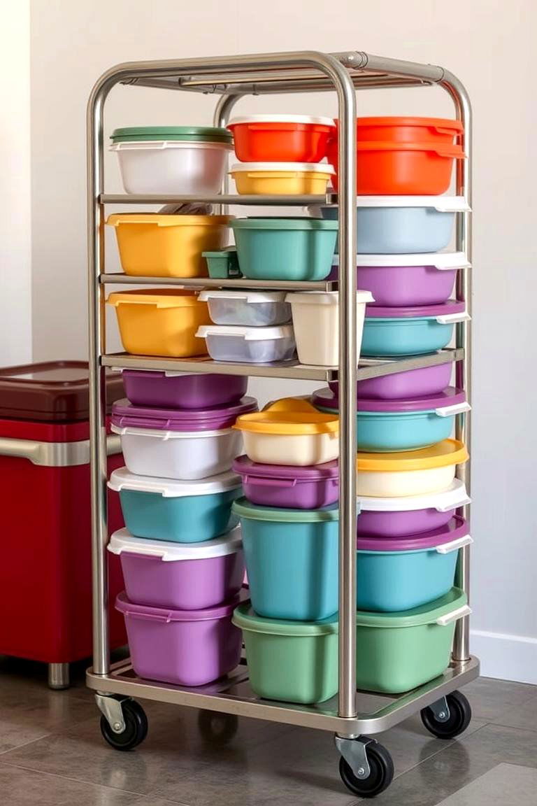 Rolling Carts for Tupperware - 24 Tupperware Organization Ideas