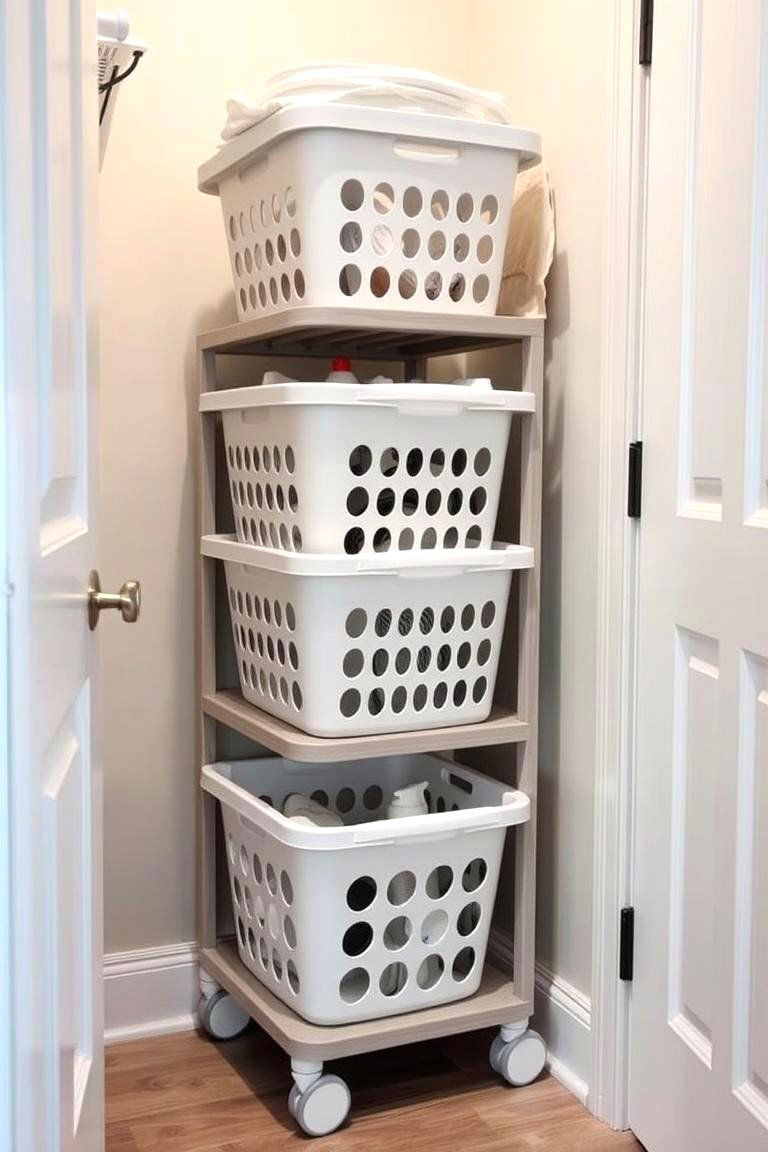 Rolling Laundry Cart with Shelves - 24 Laundry Room Shelf Ideas