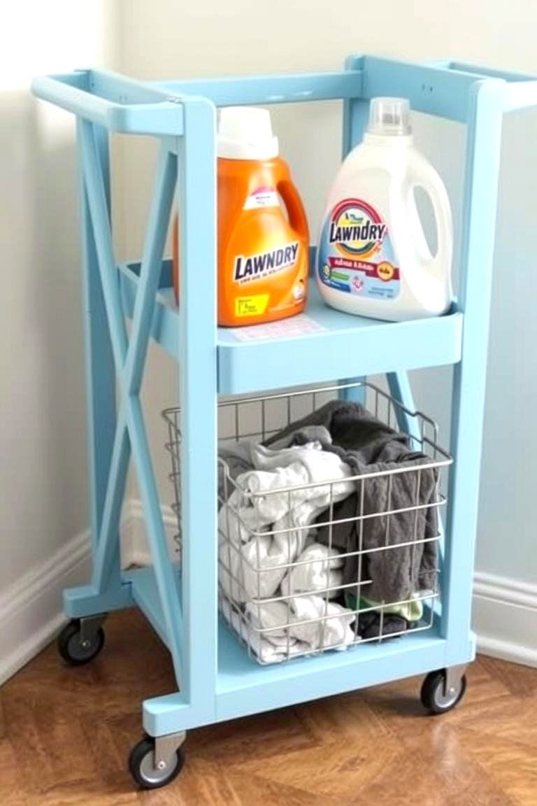 Rolling Laundry Carts with Cabinet Features - 24 Laundry Room Cabinet Ideas