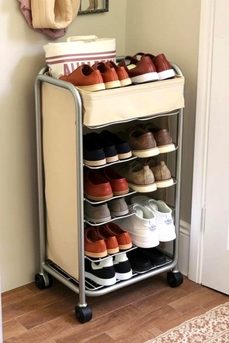 Rolling Shoe Cart - 24 Entryway Shoe Storage Ideas