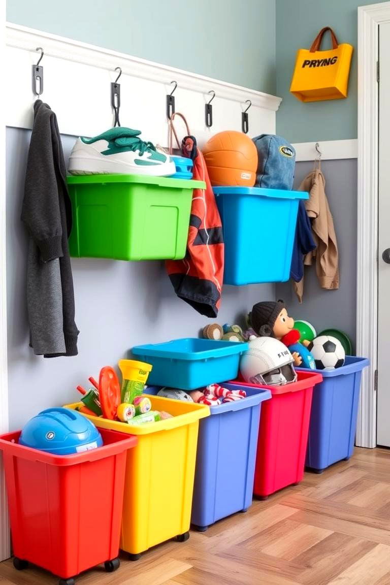 Rolling Storage Bins - 24 Mudroom Storage Ideas