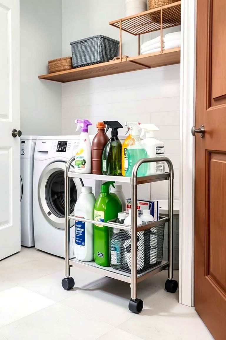 Rolling Storage Cart - 24 Stackable Laundry Room Ideas