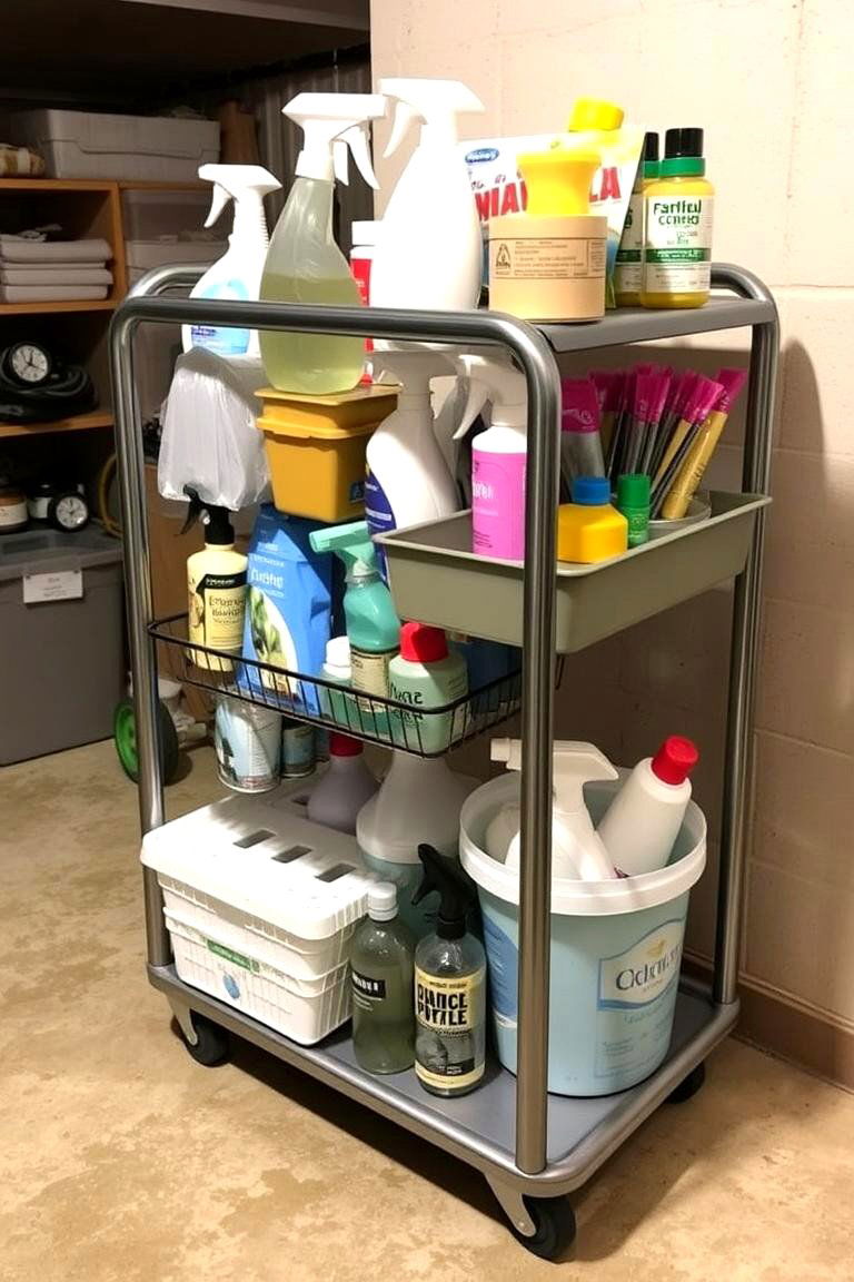Rolling Storage Carts for Flexible Organization - 24 Basement Storage Ideas