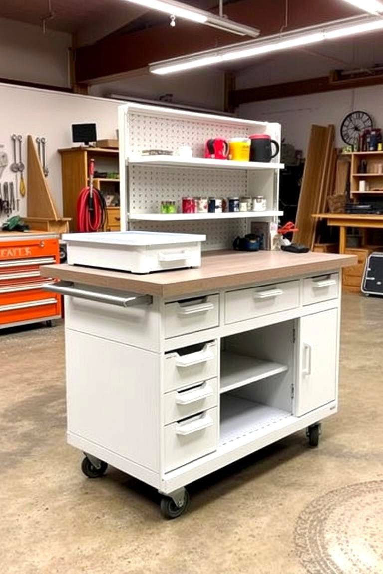 Rolling Workstation with Storage - 24 Power Tool Storage Ideas