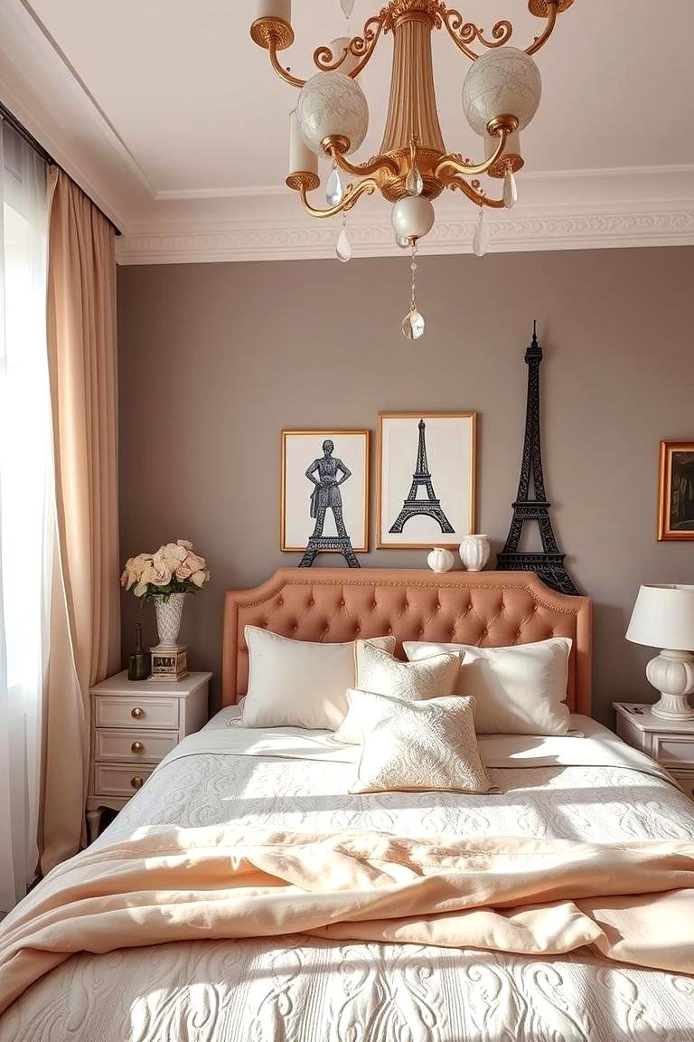 Romantic Eiffel Tower Accents - 24 Parisian Themed Bedroom Ideas