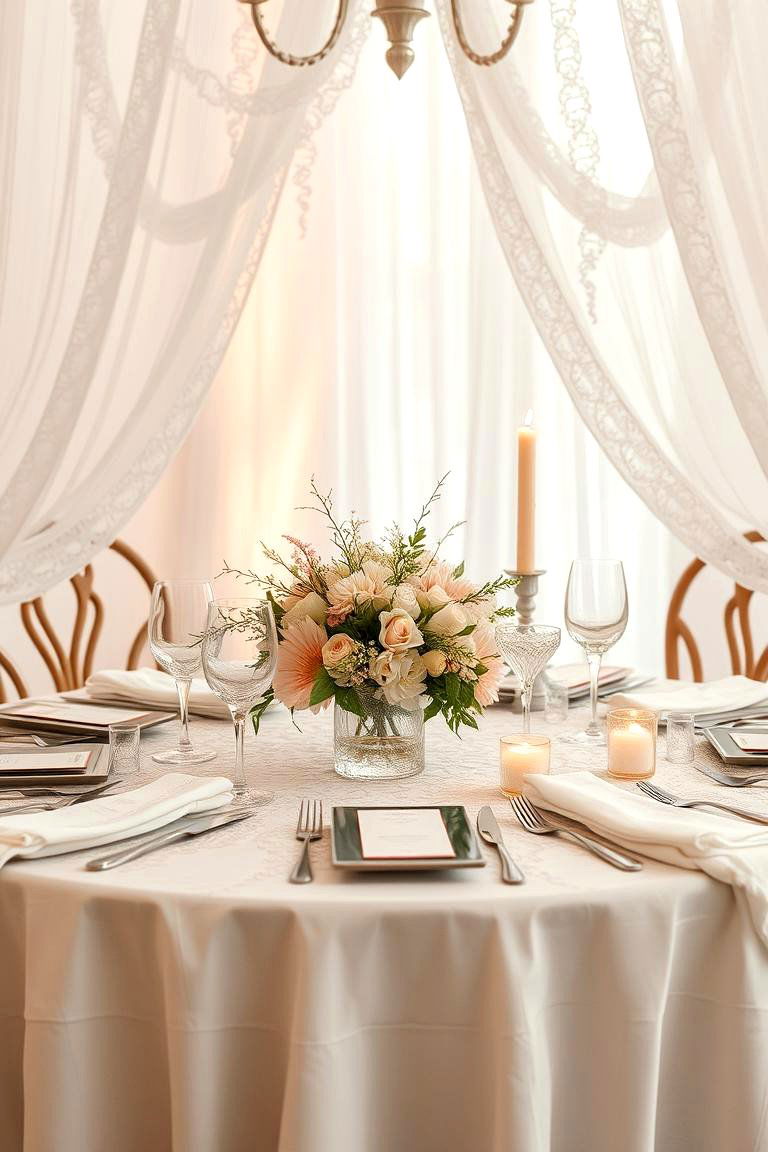 Romantic Lace Details - 24 Wedding Table Decoration Ideas