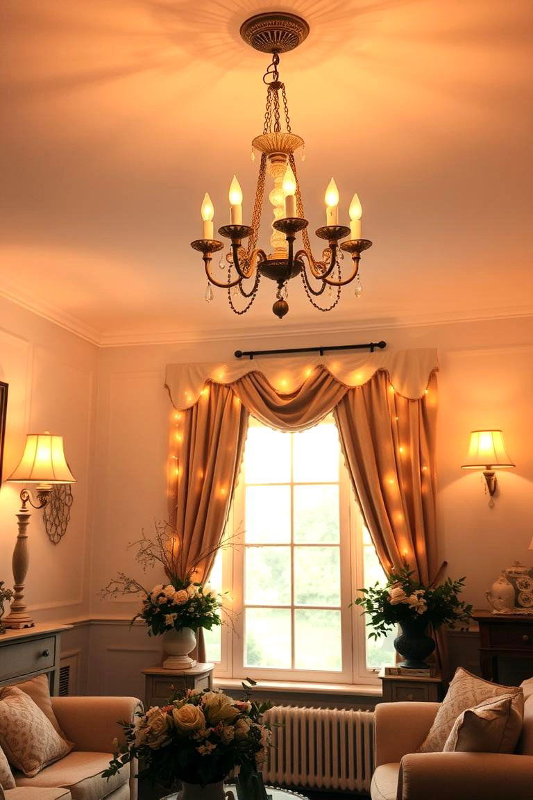 Romantic Lighting Fixtures - 24 Shabby-chic Style Living Room Ideas