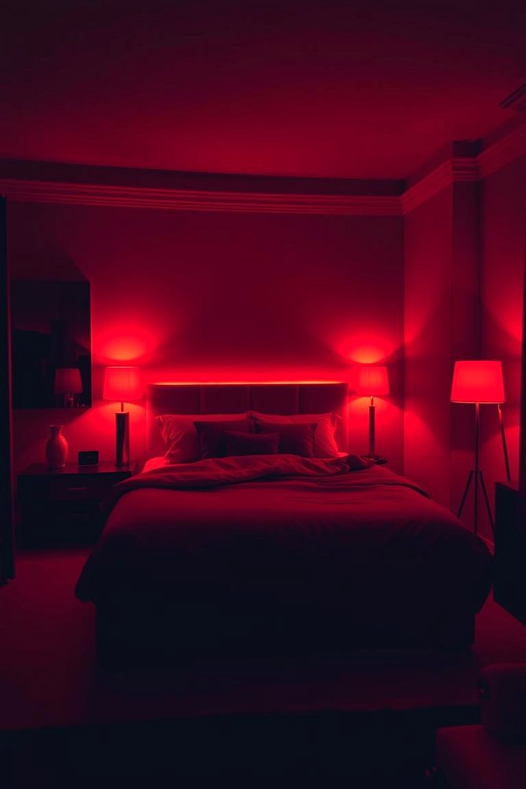 Romantic Red Lighting - 24 Red Bedroom Ideas