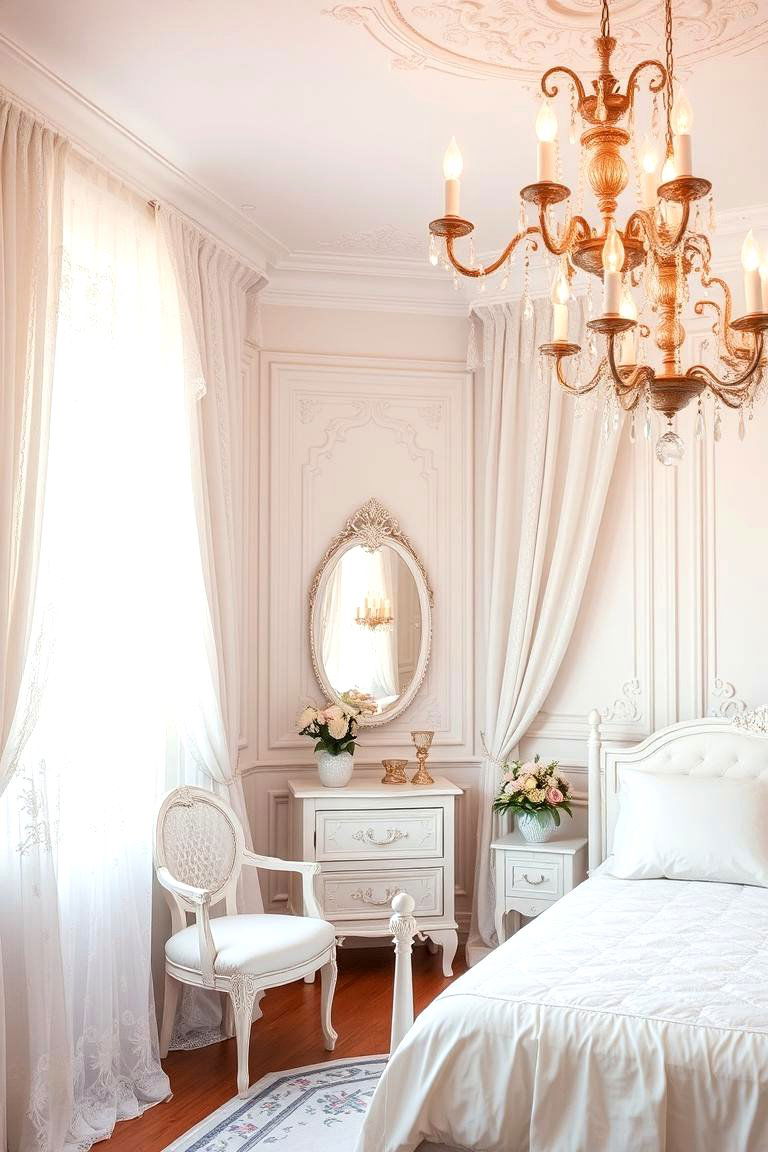 Romantic White with Delicate Details - 24 White Bedroom Ideas