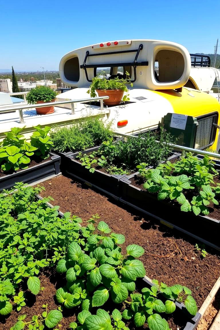 Rooftop Garden Conversion of a School Bus - 24 School Bus Greenhouse Ideas