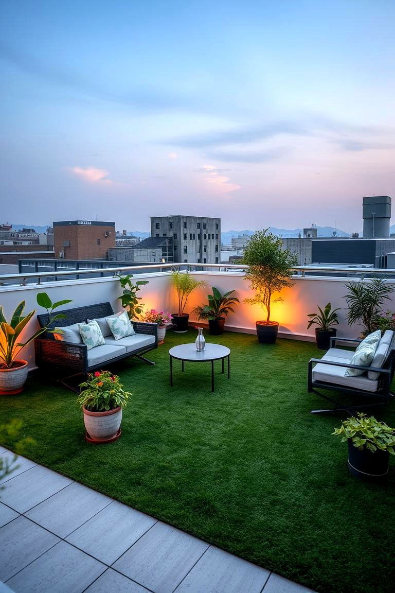 Rooftop Garden Escape - 24 Artificial Grass Balcony Design