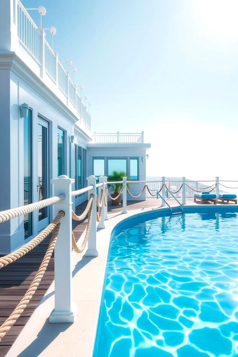 Rope Accented Railing - 24 Pool Deck Railing Ideas
