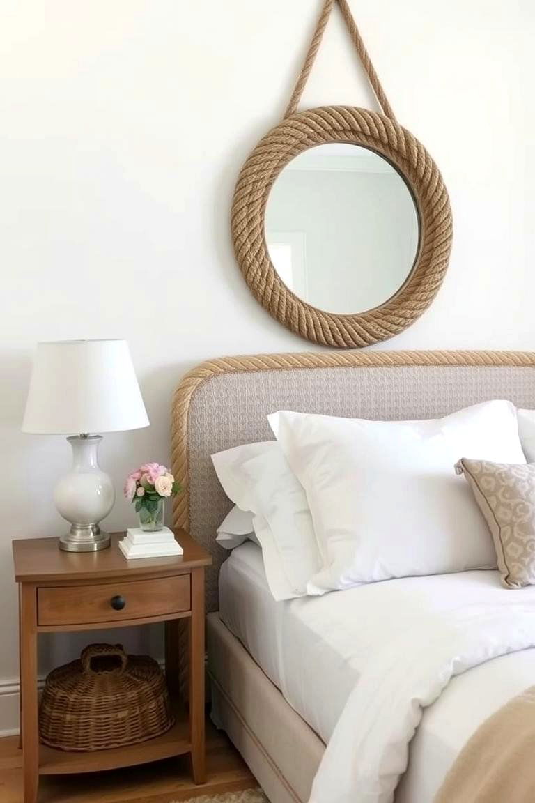 Rope and Linen Accents - 24 Coastal Bedroom Ideas