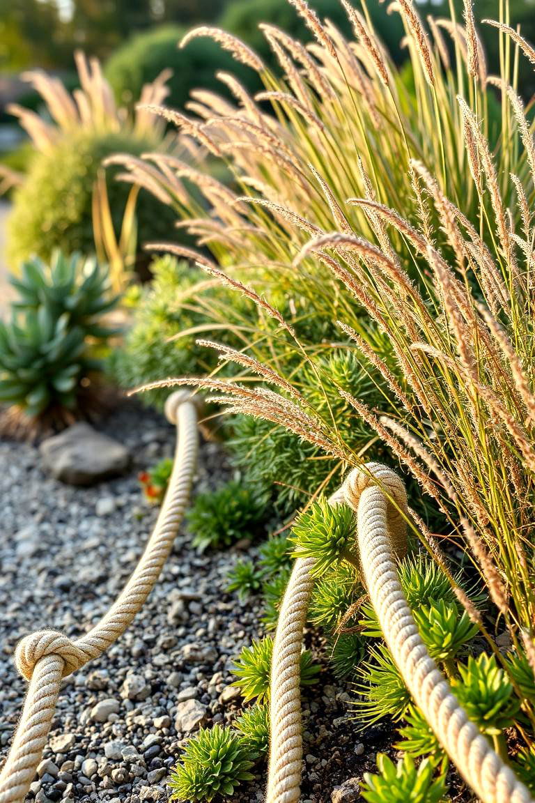 Rope or Twine Edging for a Coastal Vibe - 24 Mulch Edging Ideas