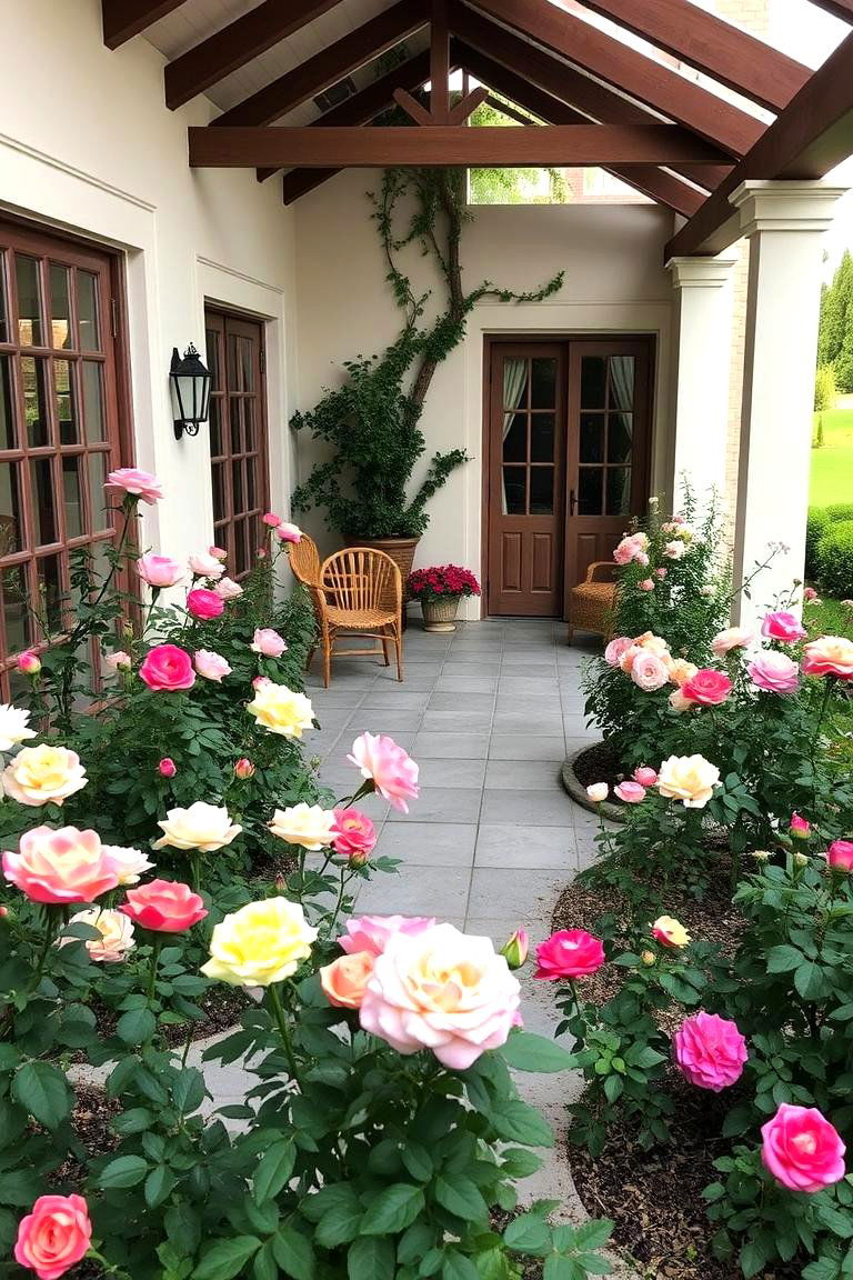 Rose Garden Around a Patio - 24 Rose Garden Ideas