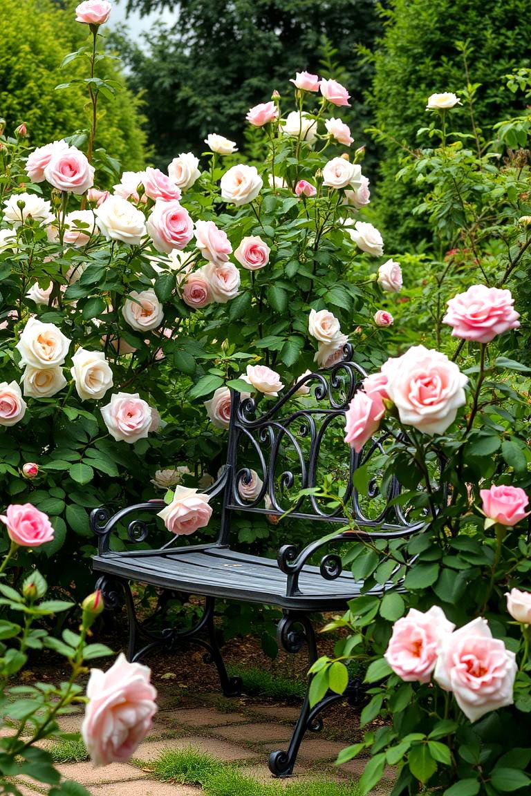 Rose Garden with Seating Area - 24 Rose Garden Ideas