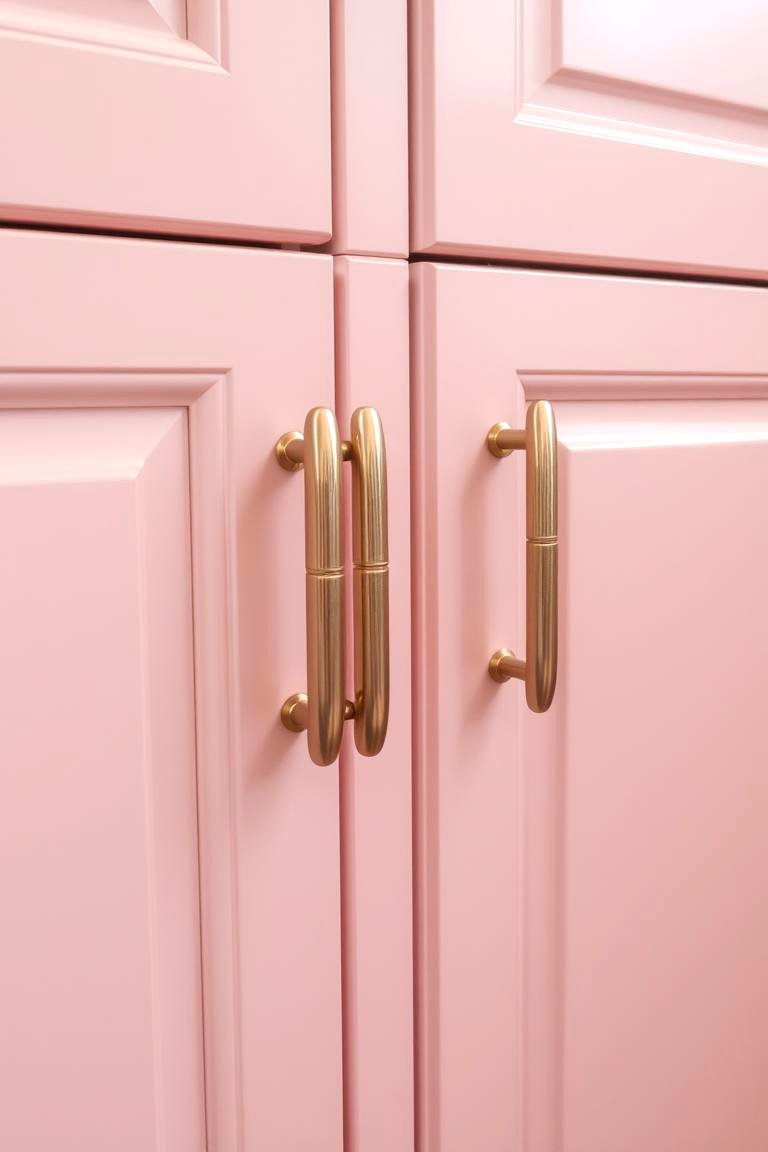 Rose Gold Hardware on Pink Cabinets - 24 Pink Kitchen Ideas