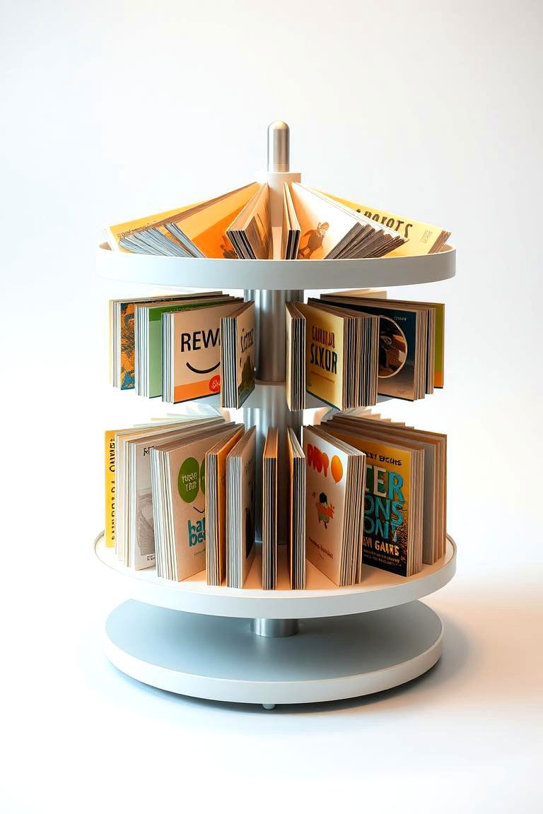 Rotating Book Carousel - 24 Bookshelf Organization Ideas