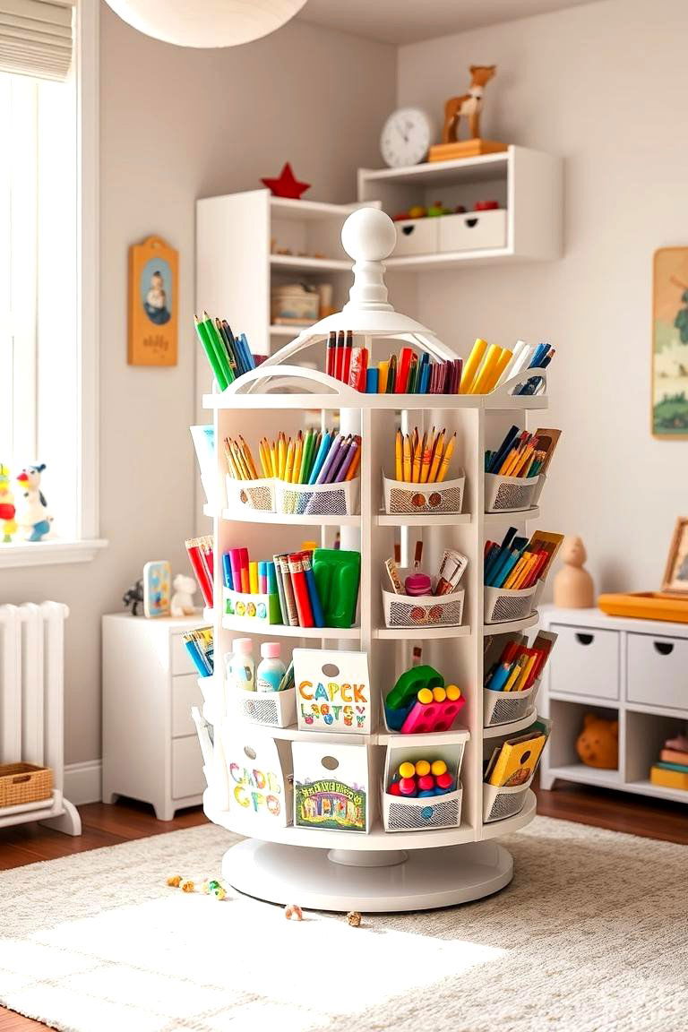 Rotating Carousel Toy Organizer - 24 Toy Storage Ideas