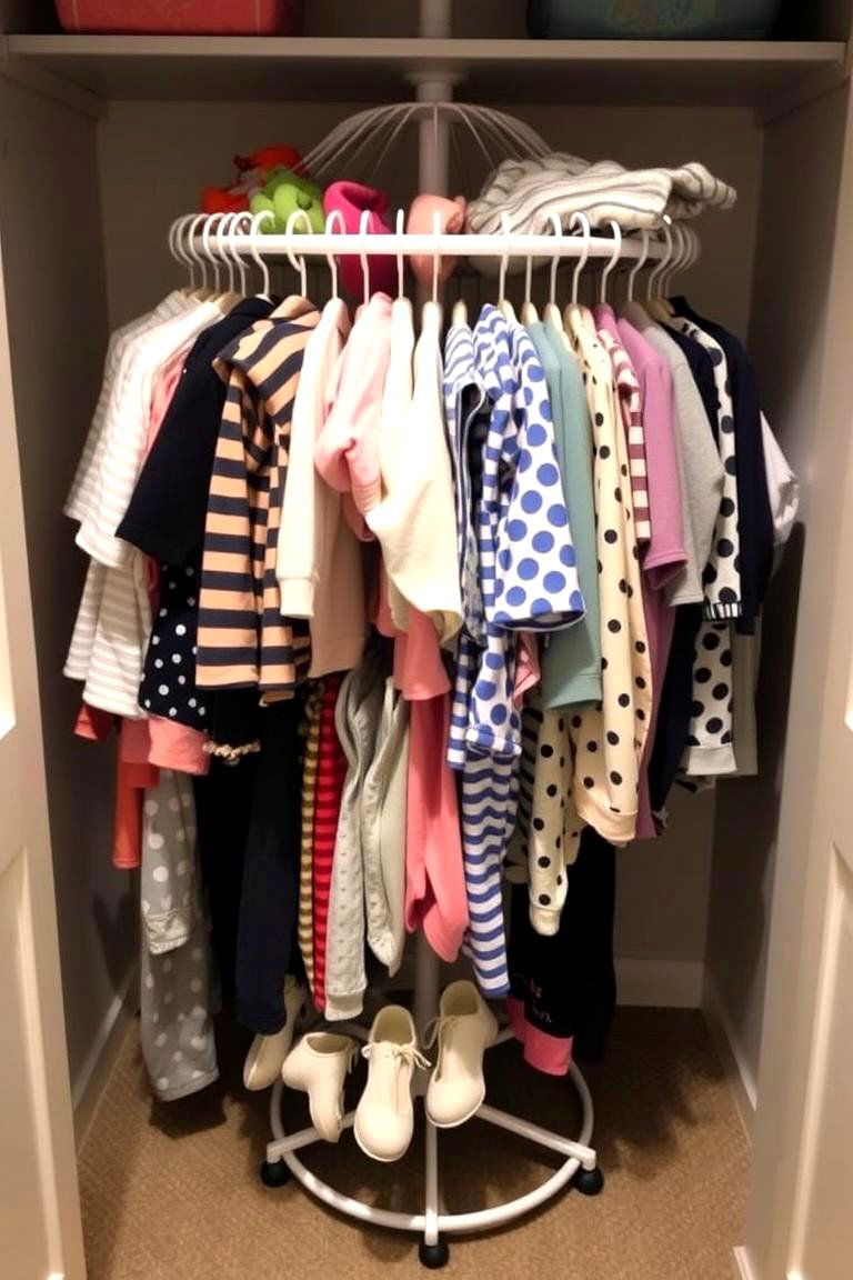 Rotating Clothing Rack - 24 Nursery Closet Ideas