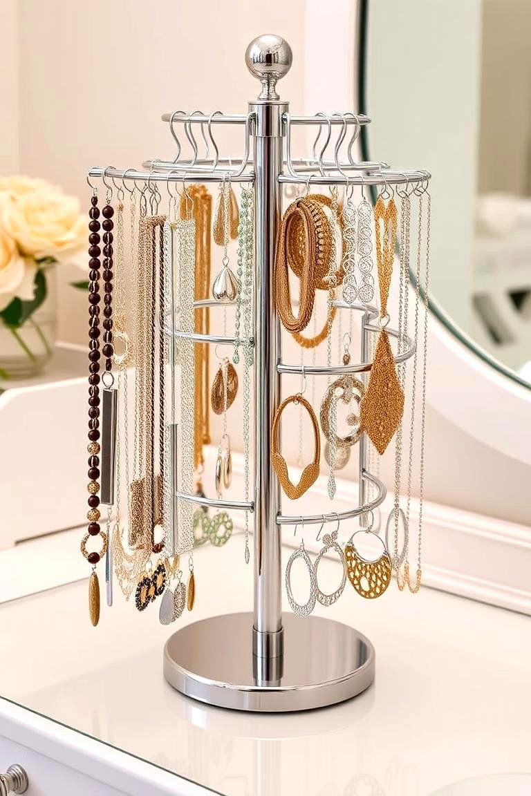 Rotating Jewelry Stand - 24 Jewelry Storage Ideas