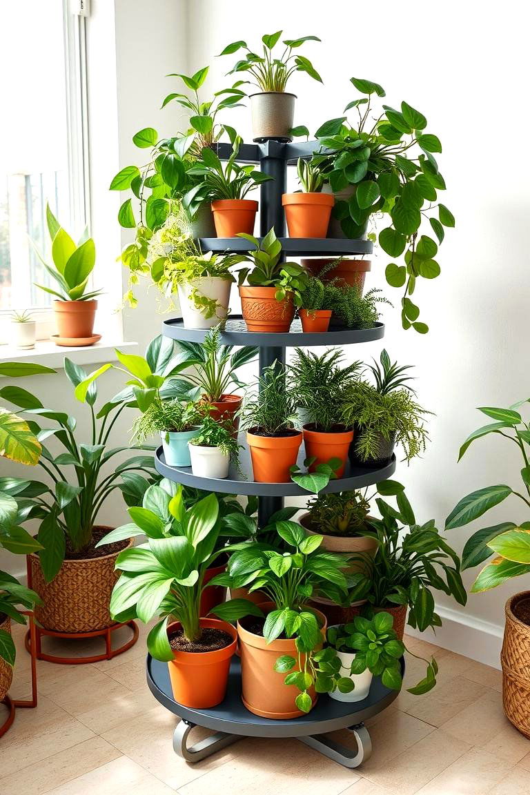 Rotating Plant Stand - 24 Indoor Garden Ideas
