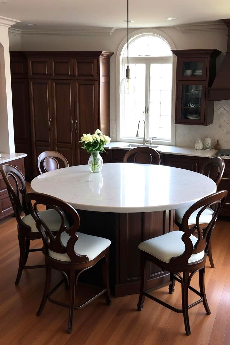 Round Kitchen Island with Circular Seating - 24 Kitchen Island Ideas With Seating