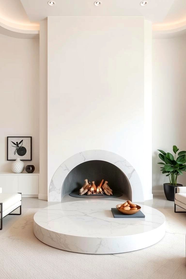 Round Marble Fireplace - 24 Marble Fireplace Ideas